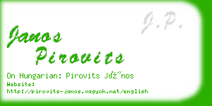 janos pirovits business card